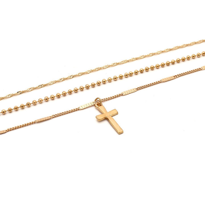 Women Handmade Multi Chains Cross Pendant Necklace