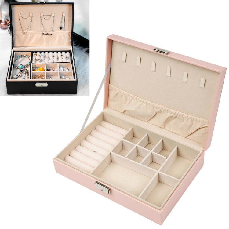 Portable Leather Jewelry Storage Box Necklace Ring Watch Storage Box, Single Layer, Double Layer