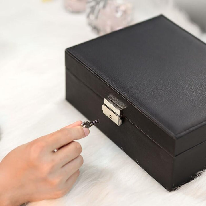 Portable Leather Jewelry Storage Box Necklace Ring Watch Storage Box, Single Layer, Double Layer