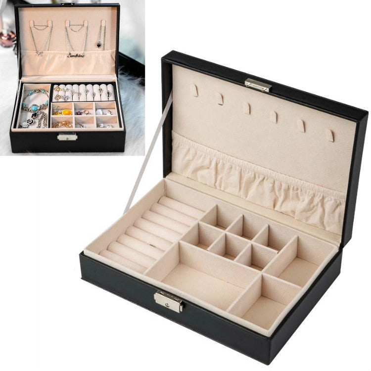 Portable Leather Jewelry Storage Box Necklace Ring Watch Storage Box, Single Layer, Double Layer