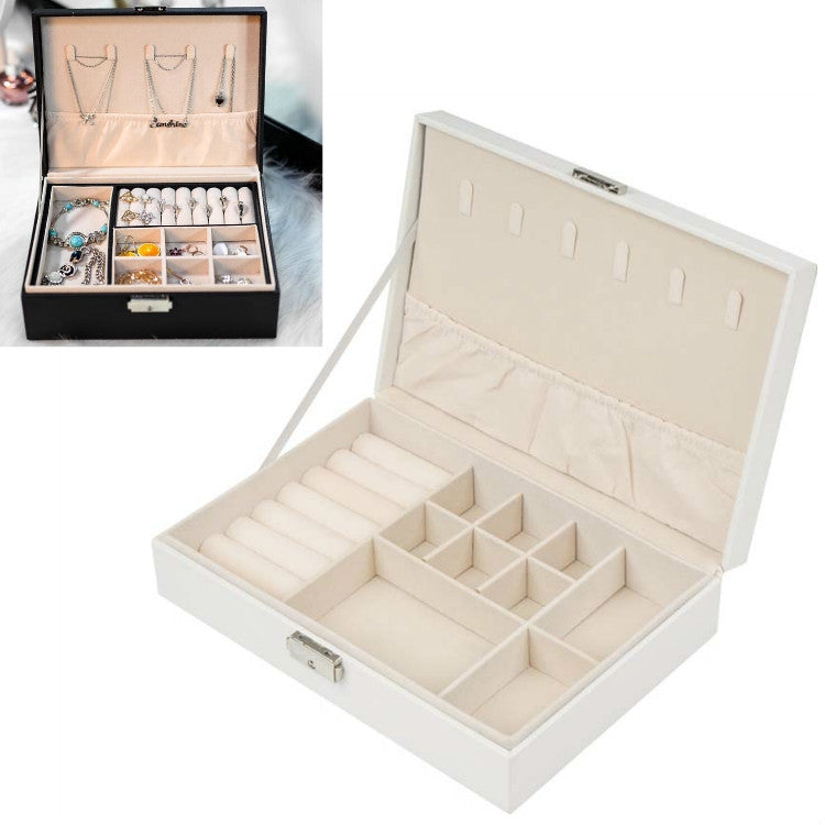 Portable Leather Jewelry Storage Box Necklace Ring Watch Storage Box, Single Layer, Double Layer