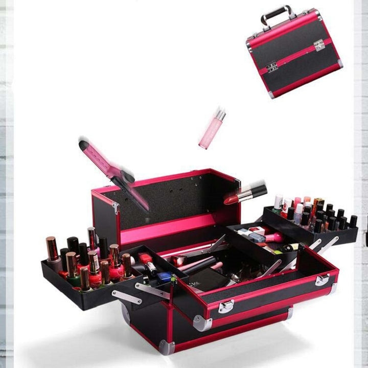 Professional Makeup Box Beauty Salon Manicure Toolbox, Red, Black, Pink, Magic Red, Coral Powder, Elegant Black, Noble Powder, Silver, Oversized Black, Oversized Pink