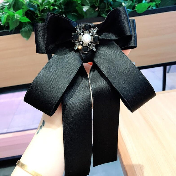 Women Square Rhinestone Bow-knot Bow Tie Brooch Clothing Accessories