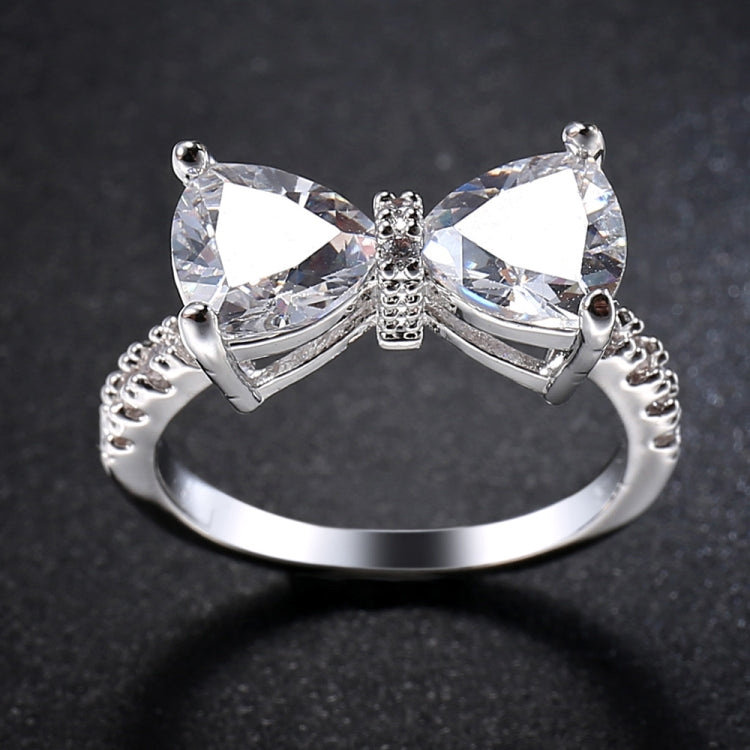 Female Fashion Lovely Bowknot Design Zircon Ring, 6, 7, 8, 9, 10