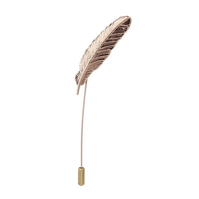 Cute Leaf Feather Needle Pin Brooch, Gold, Silver