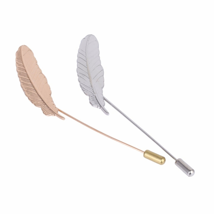 Cute Leaf Feather Needle Pin Brooch, Gold, Silver