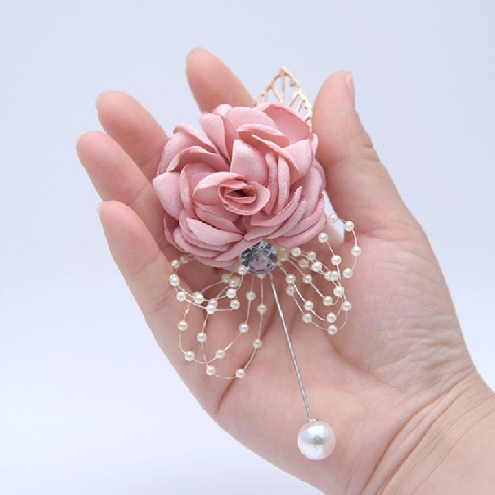 Cloth Flower Pearl Brooch Coat Accessories