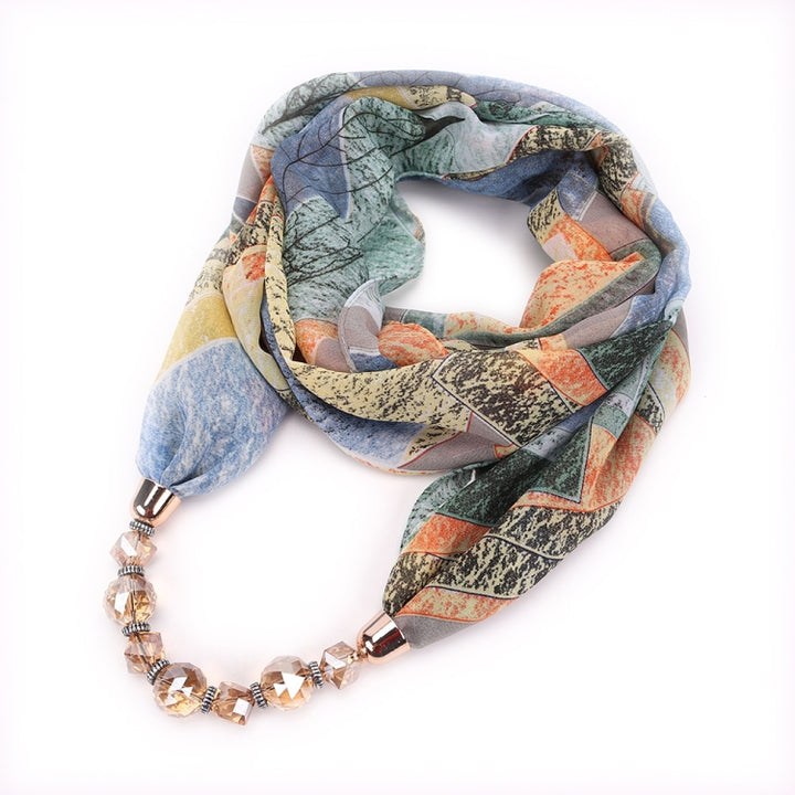 Flower Pattern Chiffon Scarf with Necklace, Size: 180 x 48cm