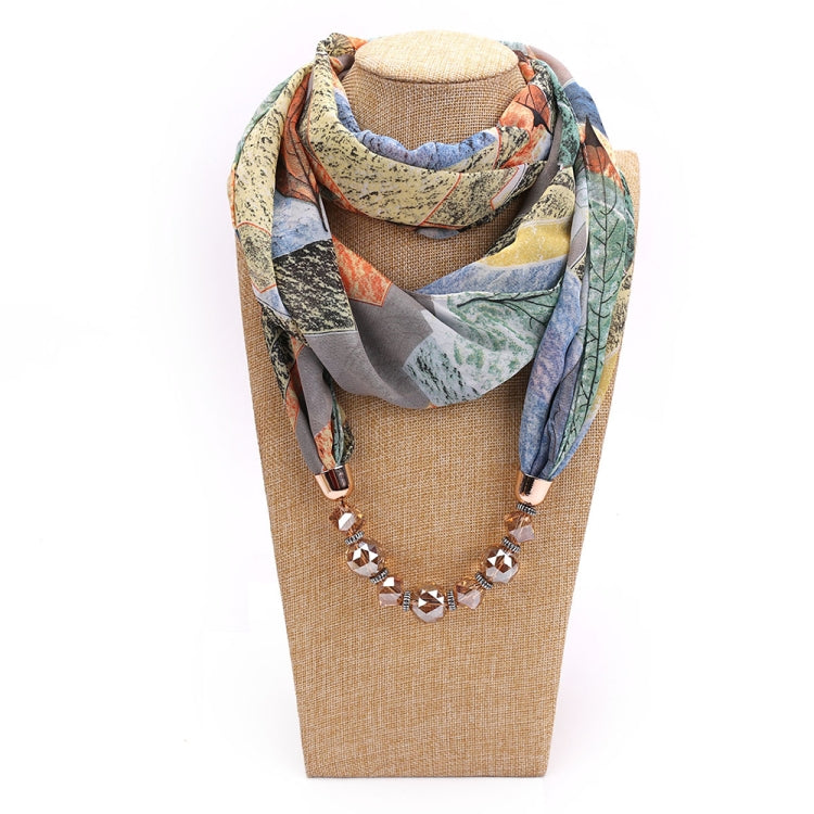 Flower Pattern Chiffon Scarf with Necklace, Size: 180 x 48cm