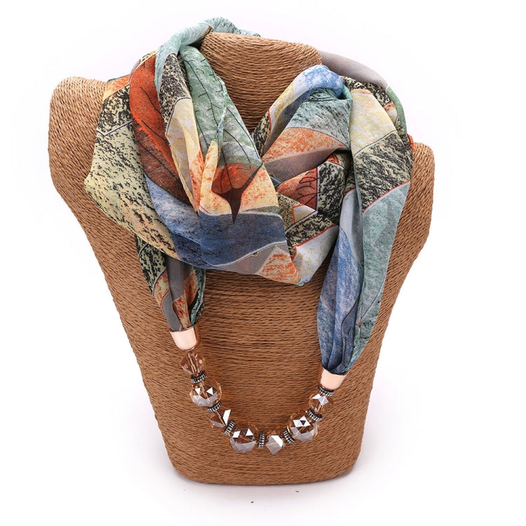 Flower Pattern Chiffon Scarf with Necklace, Size: 180 x 48cm