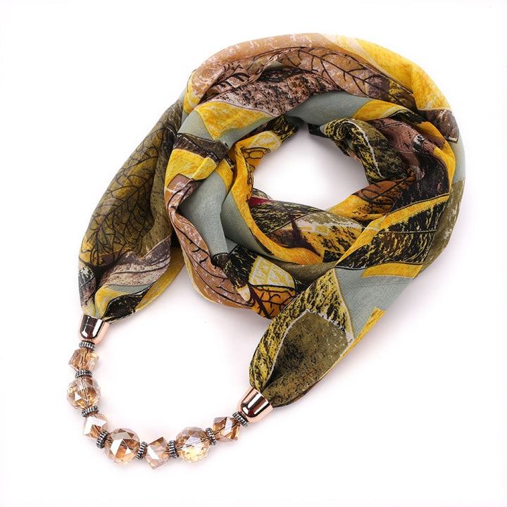 Flower Pattern Chiffon Scarf with Necklace, Size: 180 x 48cm