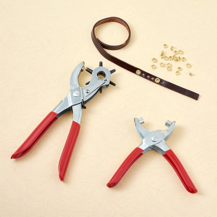 1Set 45# Steel Punch Plier Sets, Eyelet Pliers and Iron Findings, Suitable for leather punch (Red)