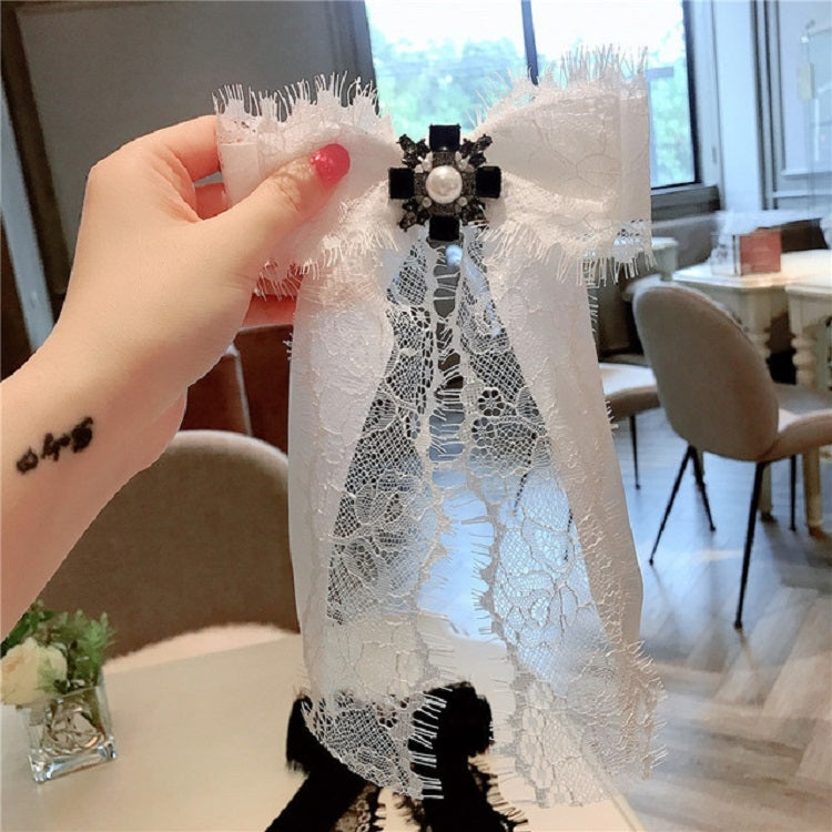 Women Lace Big Bow-knot Bow Tie Diamond Brooch Clothing Accessories