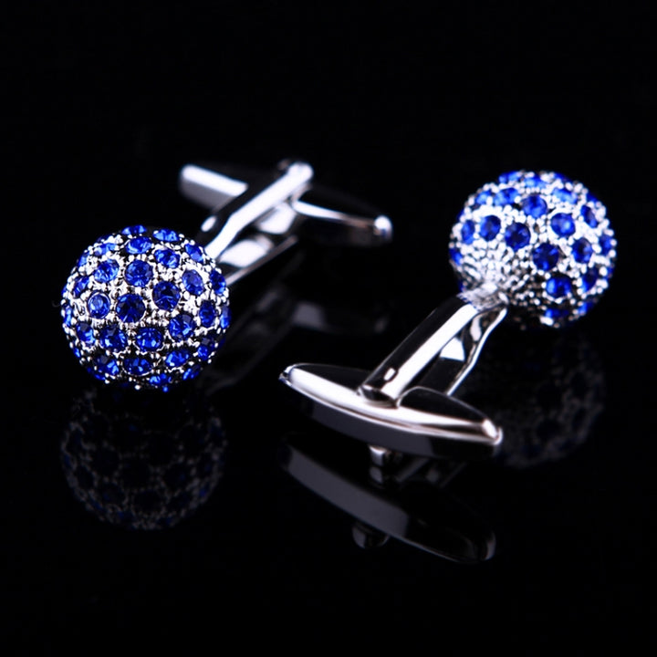 Blue Crystal Ball shirt cufflinks for mens