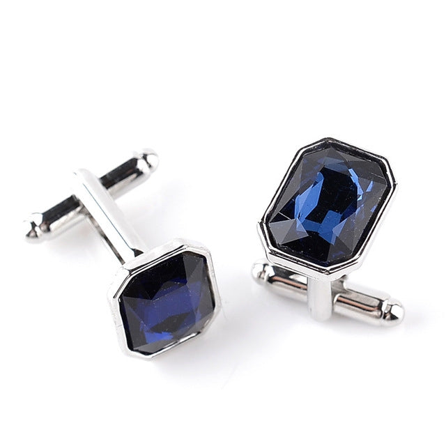 Fasion diamond-encrusted Cufflinks, Dark blue, Purple, Brown, Pink, Sapphire blue