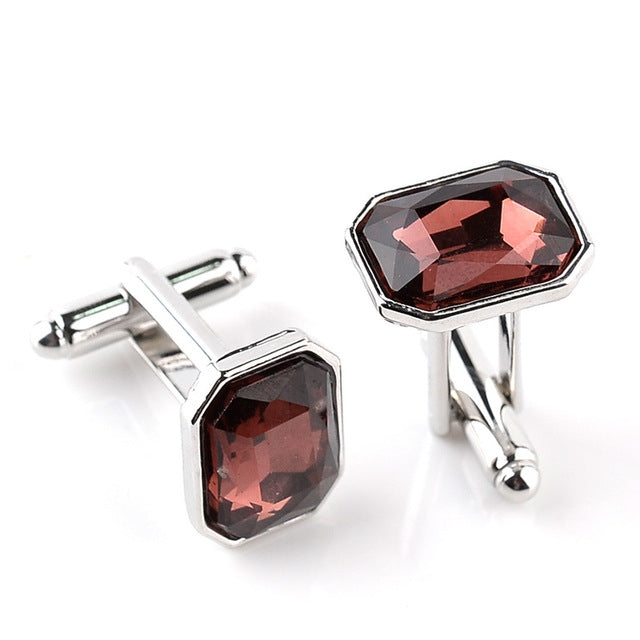 Fasion diamond-encrusted Cufflinks, Dark blue, Purple, Brown, Pink, Sapphire blue