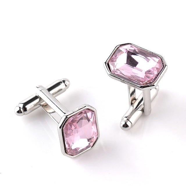 Fasion diamond-encrusted Cufflinks, Dark blue, Purple, Brown, Pink, Sapphire blue