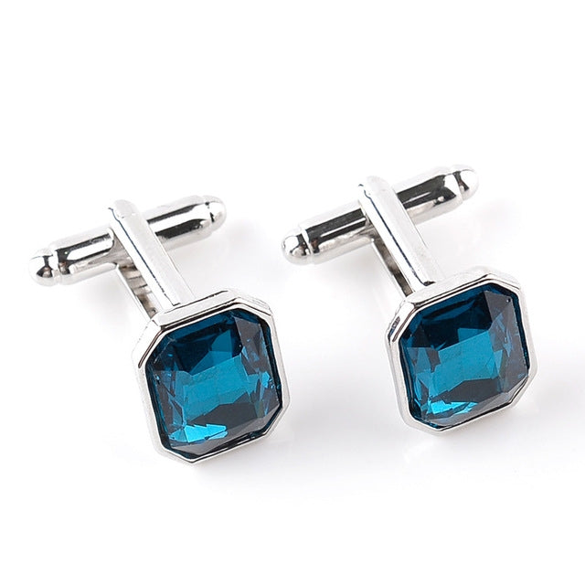 Fasion diamond-encrusted Cufflinks, Dark blue, Purple, Brown, Pink, Sapphire blue