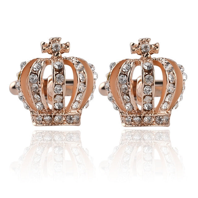 Fashion elegant ladies Crown Cufflinks, Gold, Silver