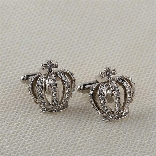 Fashion elegant ladies Crown Cufflinks, Gold, Silver