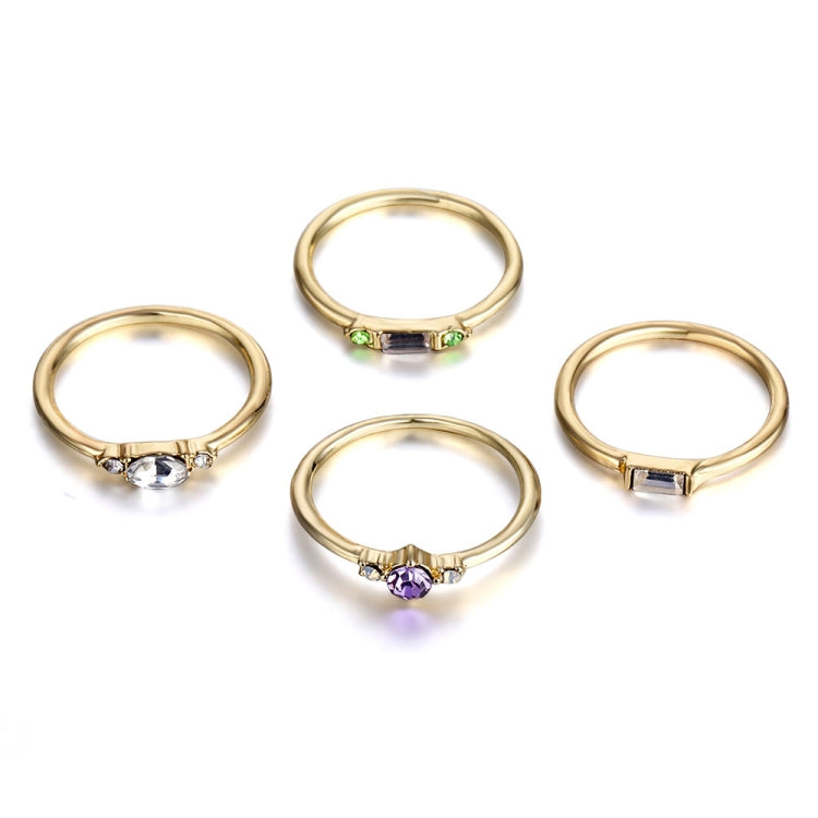 4 PCS Women Vintage Bohemian Crystal Zircon Ring Set, 6, 7, 8, 9, 5, 10, 11