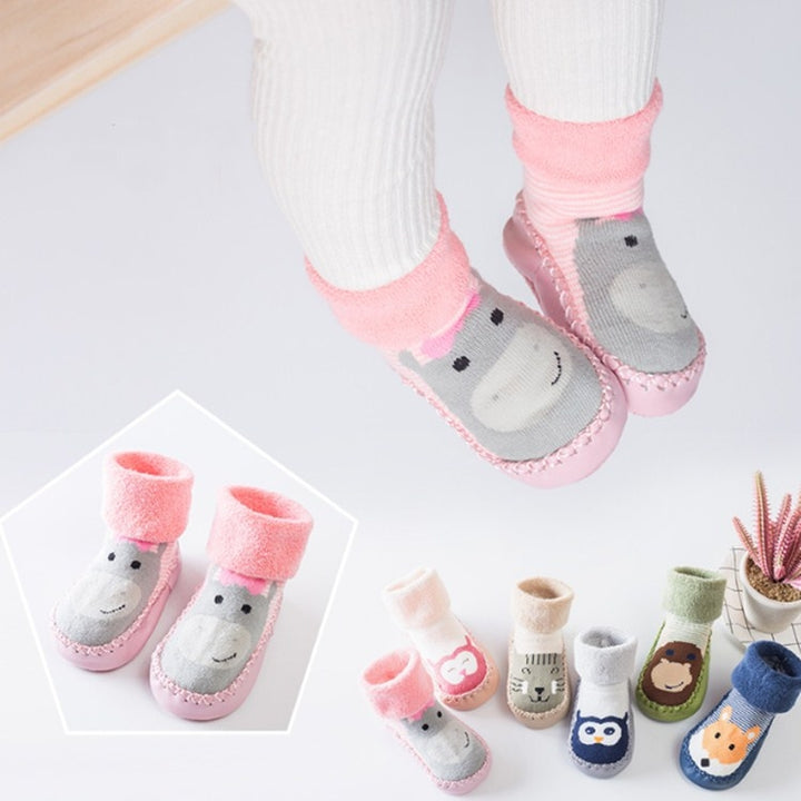 Autumn And Winter Thickened Terry Baby Shoes And Socks Children's Non-slip Soft Bottom Floor Socks, Base Length 11 CM, Base Length 12 CM, Base Length 13 CM, Base Length 14 CM