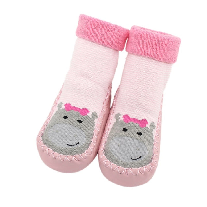 Autumn And Winter Thickened Terry Baby Shoes And Socks Children's Non-slip Soft Bottom Floor Socks, Base Length 11 CM, Base Length 12 CM, Base Length 13 CM, Base Length 14 CM