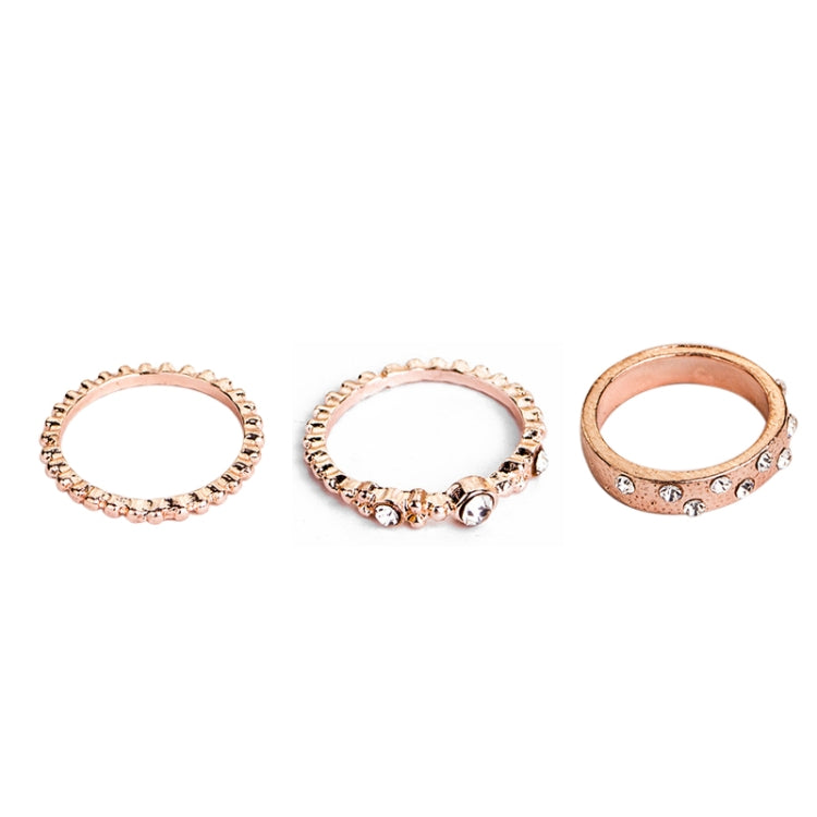 5 PCS/Set Fashion Women Rose Gold Rhinestone Elegant Rings Jewelry Set, 6, 7, 8, 9, 10