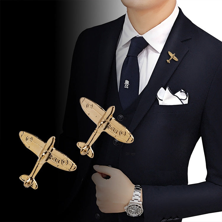 Retro Air Plane Brooches For Men, Gold, Sliver