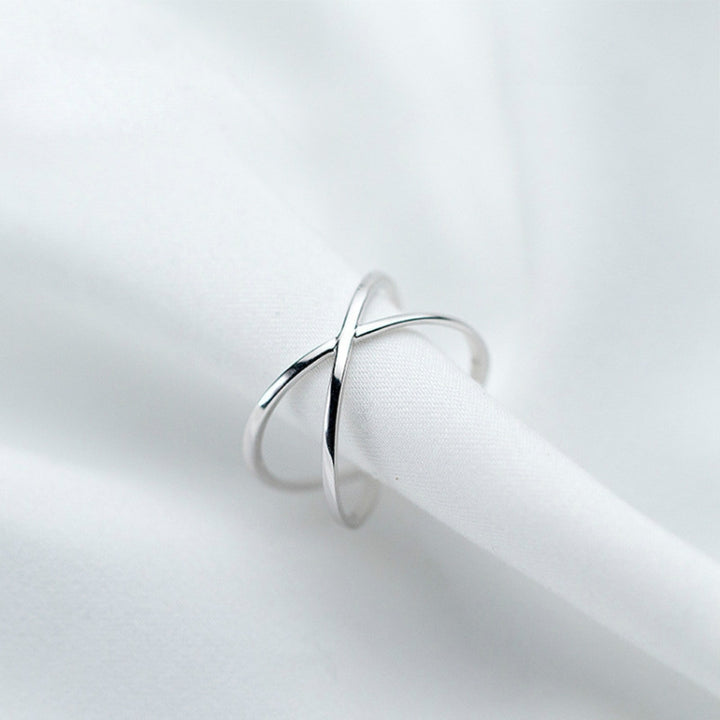 Sterling Silver Simple Cross Open Ring Jewelry