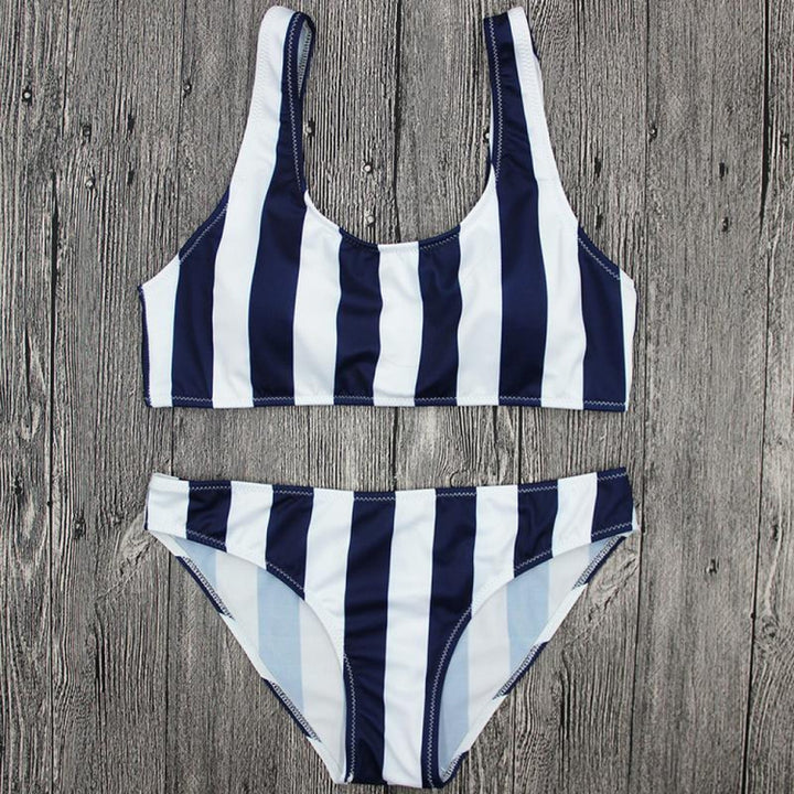 Ladies Sexy High Waist Striped Bikini Suit Swimsuit, L, M, S, XL