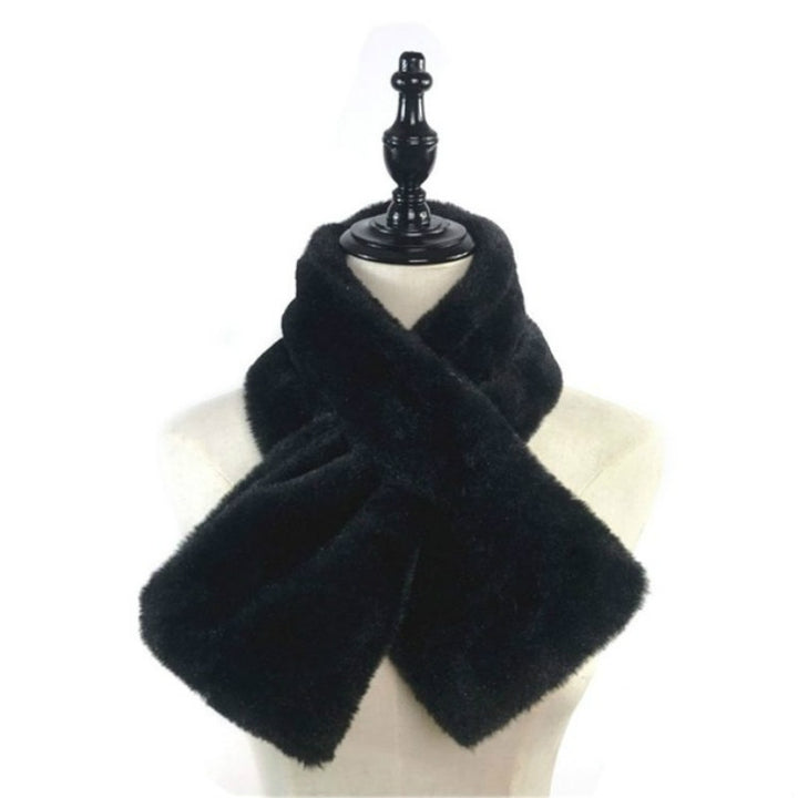 Women Winter Thicken Plush Faux Rabbit Fur Scarf Solid Color Warmer Neckerchief, 96 x 15cm