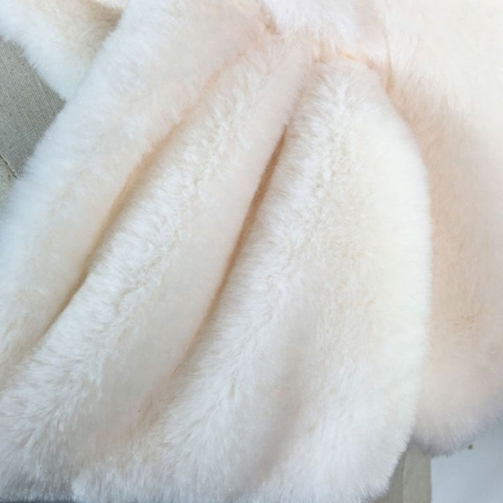 Women Winter Thicken Plush Faux Rabbit Fur Scarf Solid Color Warmer Neckerchief, 96 x 15cm