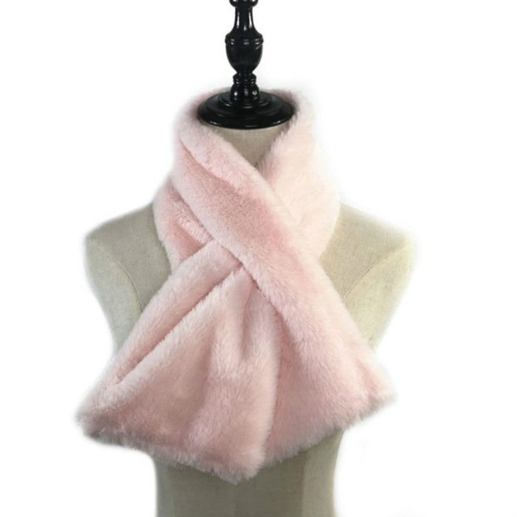 Women Winter Thicken Plush Faux Rabbit Fur Scarf Solid Color Warmer Neckerchief, 96 x 15cm