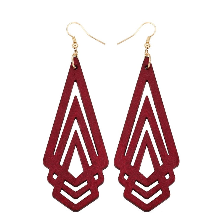 1 Pair Natural Wooden Earrings Geometic Hollow Triangle Personality Simple Fashion Jewelry For Woman, Brown, White, Green, Wine Red