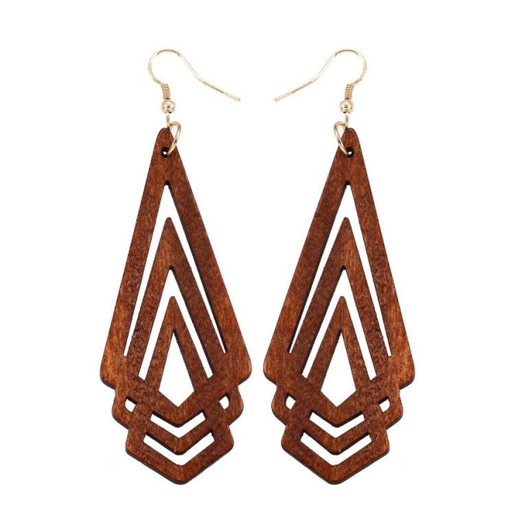 1 Pair Natural Wooden Earrings Geometic Hollow Triangle Personality Simple Fashion Jewelry For Woman, Brown, White, Green, Wine Red