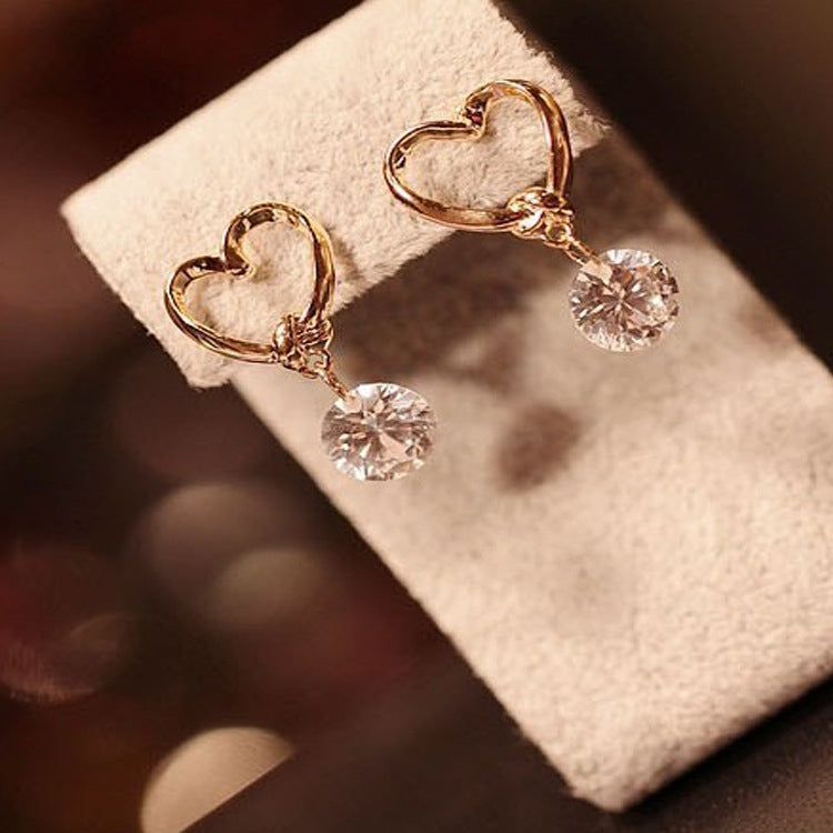 2 PCS Women Elegant Fashion Crystal  Heart Design Earring