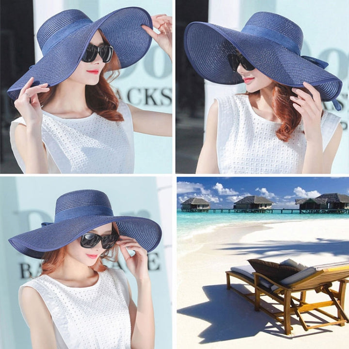 Women Summer Hats Foldable Wide Large Brim Beach Sun Straw Cap Elegant Hats Caps, M