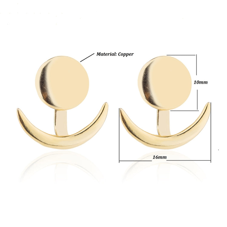 Trendy Crescent Moon Cute Ear Jackets Geometric Round Stud Earrings for Women, Gold, Silver