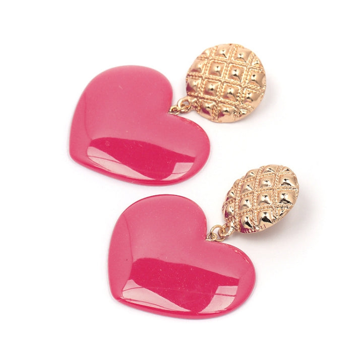 Peach Heart Earrings Retro Series Acrylic Stud Earrings for Women, Black, Red pink, Red, Yellow, Blue, Cold Pink, Rose red, White, Light Pink, Light Skin Pink, Light Brown, Skin Pink, Deep Blue, Khaki, Purple