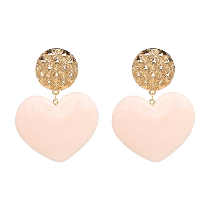 Peach Heart Earrings Retro Series Acrylic Stud Earrings for Women, Black, Red pink, Red, Yellow, Blue, Cold Pink, Rose red, White, Light Pink, Light Skin Pink, Light Brown, Skin Pink, Deep Blue, Khaki, Purple