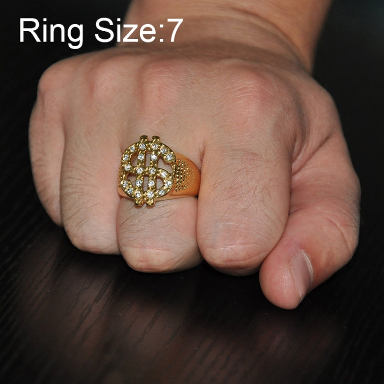 Rock Bling Gold US Dollar Sign Signets Rings for Men Jewelry, Gold