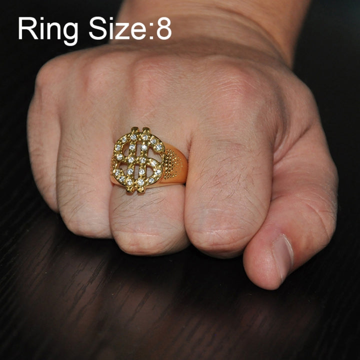 Rock Bling Gold US Dollar Sign Signets Rings for Men Jewelry, Gold