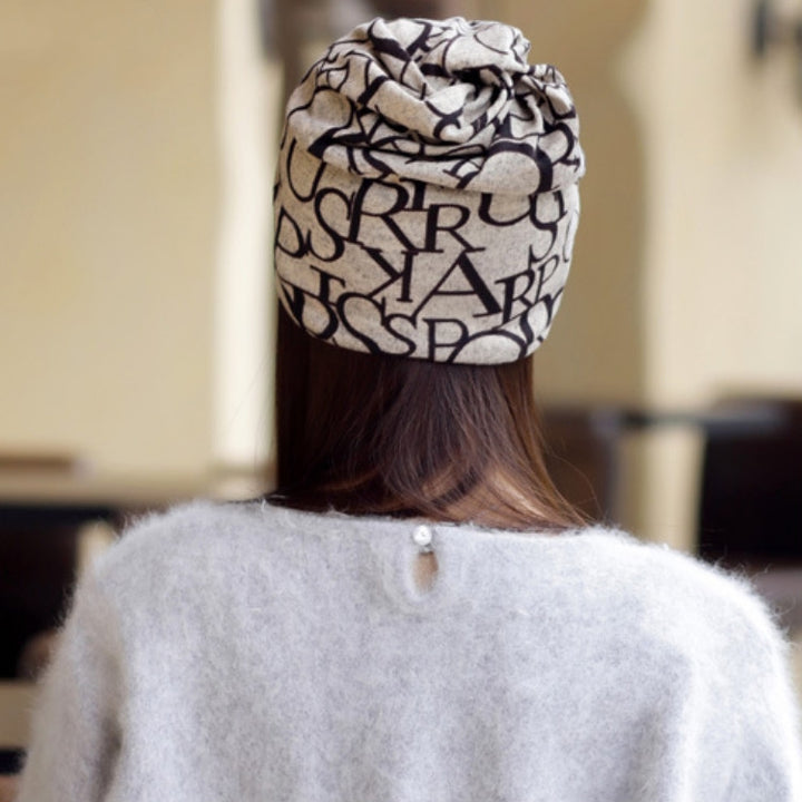 Women Letter Pattern Multipurpose Turban Cap Chemotherapy Cap