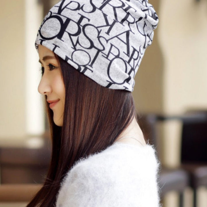 Women Letter Pattern Multipurpose Turban Cap Chemotherapy Cap