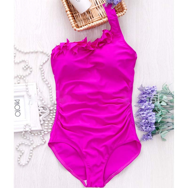 Sexy Women Solid Swimwear One Shoulder Halter One Piece Retro Beach Suits, L, M, S, XL