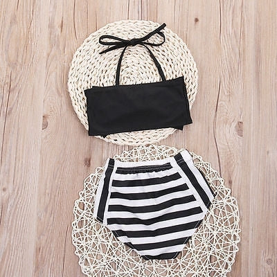 Cute Baby Girl Bikini Striped Triangle Bow Bathing Suit Proud Princess Beachwear, 70, 80, 90, 100, 110