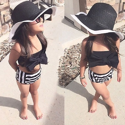 Cute Baby Girl Bikini Striped Triangle Bow Bathing Suit Proud Princess Beachwear, 70, 80, 90, 100, 110