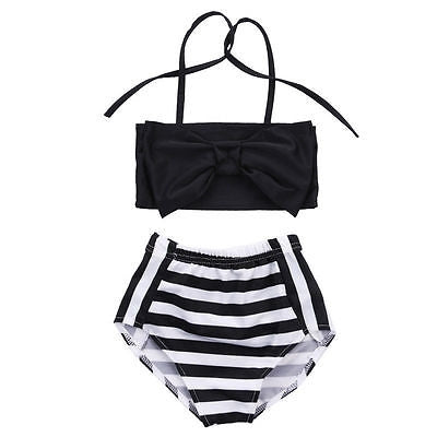 Cute Baby Girl Bikini Striped Triangle Bow Bathing Suit Proud Princess Beachwear, 70, 80, 90, 100, 110