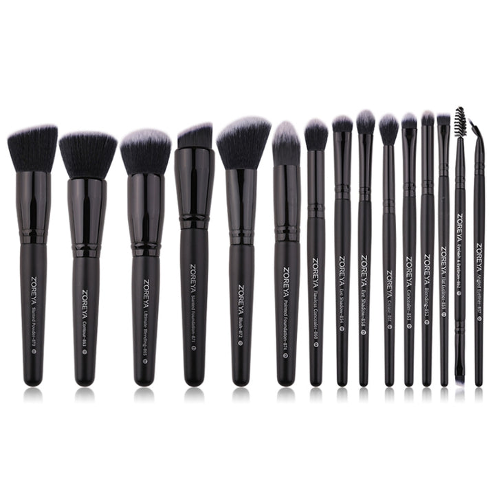 Zoreya Brand Soft Synthetic Bristles Makeup Brush Set Eye Make Up Tools Cruelty Free Black Blending Crease Foundation Brushes